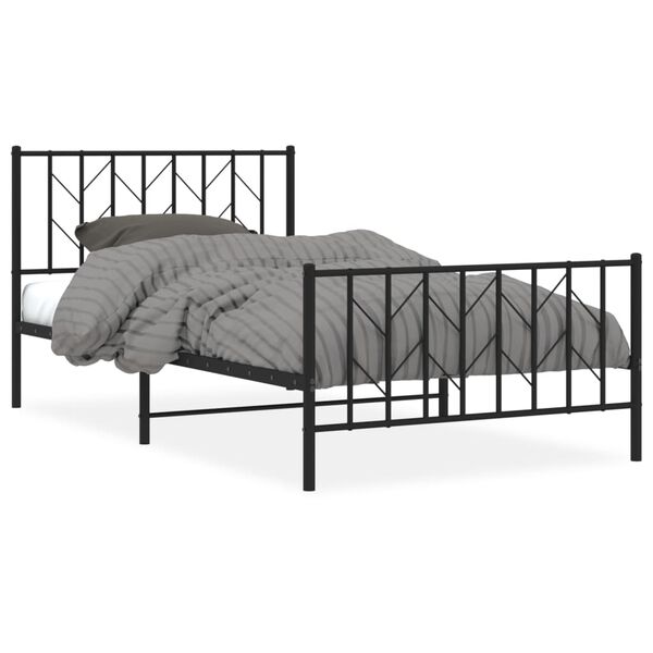 vidaXL Estructura cama sin colchón con estribo metal negro 107x203 cm