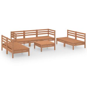 vidaXL Juego muebles de jard&iacute;n 8 pzas madera maciza pino marr&oacute;n miel