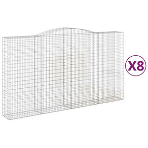 vidaXL Cestas de gaviones 8 uds forma de arco hierro 400x50x220/240 cm