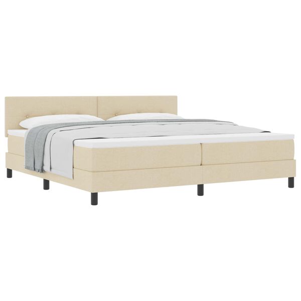 vidaXL Cama tipo Box Spring con colch&oacute;n Crema 200 x 200 cm tela