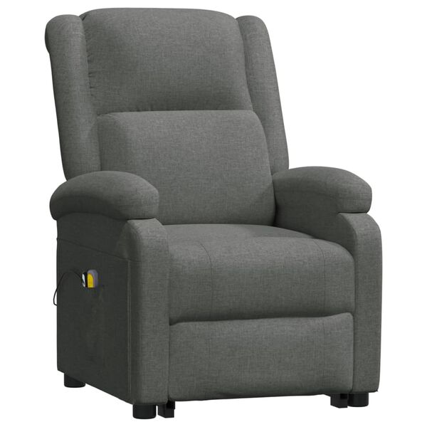 vidaXL Sill&oacute;n de masaje elevable tela gris oscuro