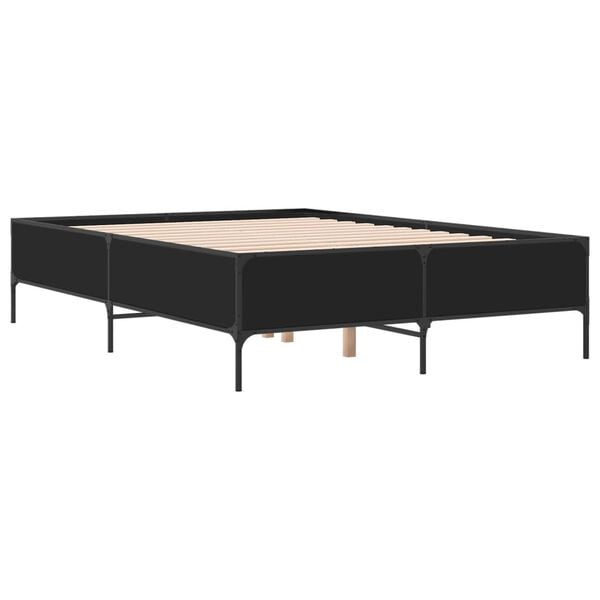 vidaXL Estructura de cama madera de ingenier&iacute;a y metal negro 120x190cm