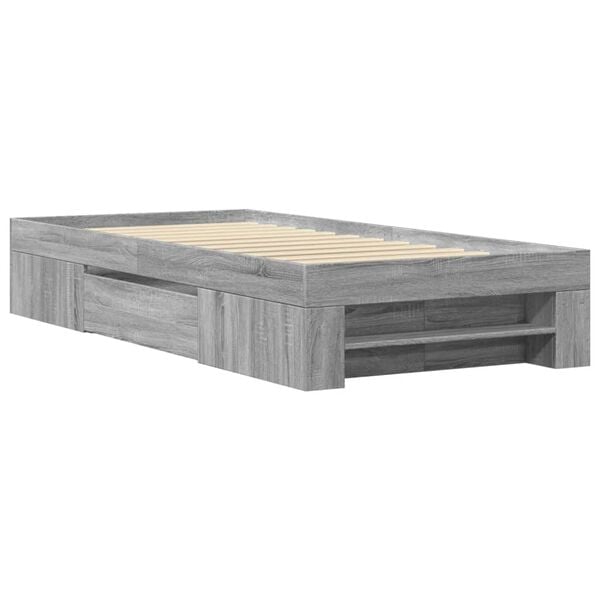vidaXL Estructura de cama madera de ingeniería gris Sonoma 75x190 cm