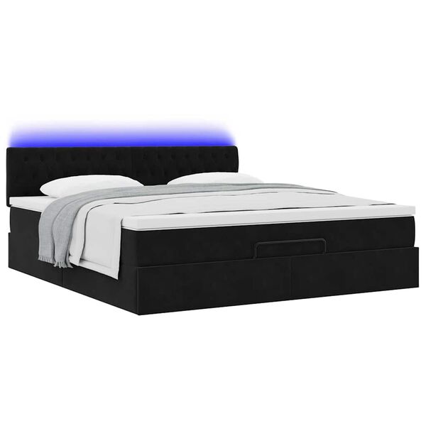vidaXL Estructura de cama otomana colchones terciopelo negro 200x200cm
