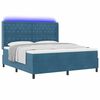 vidaXL Cama con Box Spring LED y Colch&oacute;n Azul 180 x 200 cm Terciopelo