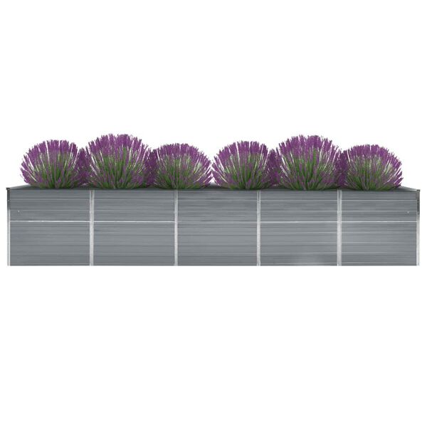 vidaXL Arriate de jard&iacute;n de acero galvanizado gris 400x80x77 cm