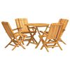 vidaXL Juego de comedor para jard&iacute;n 5 piezas madera maciza de teca
