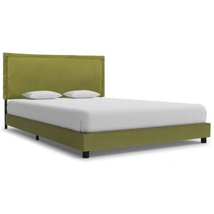 vidaXL Estructura de cama sin colch&oacute;n de tela verde 135x190 cm