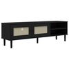 vidaXL Mueble de TV SENJA aspecto rat&aacute;n madera pino negro 158x40x49 cm