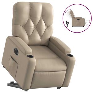 vidaXL Sill&oacute;n elevable el&eacute;ctrico cuero artificial capuchino
