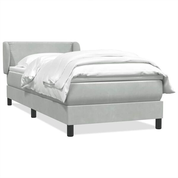vidaXL Cama box spring con colch&oacute;n terciopelo gris claro 90x210 cm