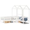 vidaXL Set de cama y banco con techo madera de pino blanco 80x200 cm