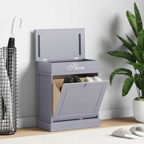 vidaXL Mueble zapatero de madera de Paulownia gris 50x28x58 cm