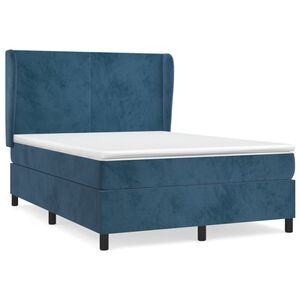 vidaXL Cama box spring con colch&oacute;n terciopelo azul oscuro 140x200 cm