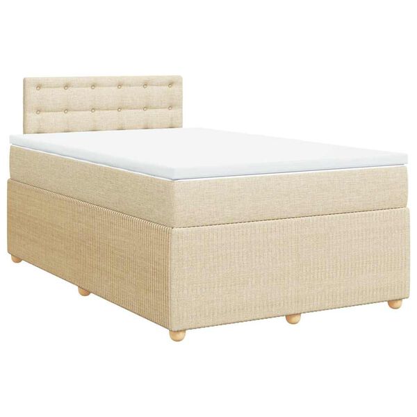 vidaXL Cama box spring con colch&oacute;n tela color crema 120x200 cm