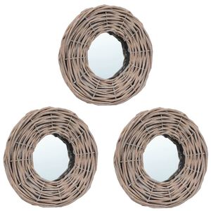 vidaXL Espejos 3 unidades mimbre 15 cm