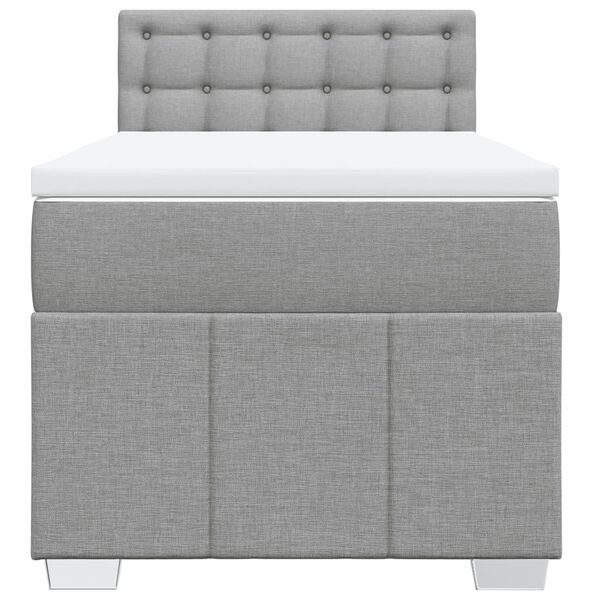 vidaXL Cama box spring con colch&oacute;n tela gris claro 80x200 cm