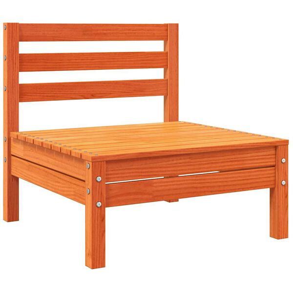 vidaXL Sofá de esquina de jardín y cojines madera pino marrón cera