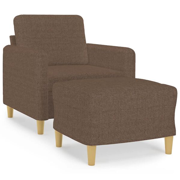 vidaXL Sillón con taburete tela marrón 60 cm
