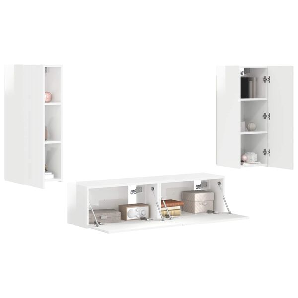 vidaXL Conjunto de mueble de TV 4 pcs brillante Madera de ingenier&iacute;a