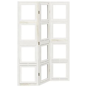 vidaXL Biombo separador de 3 paneles madera maciza Paulownia blanco