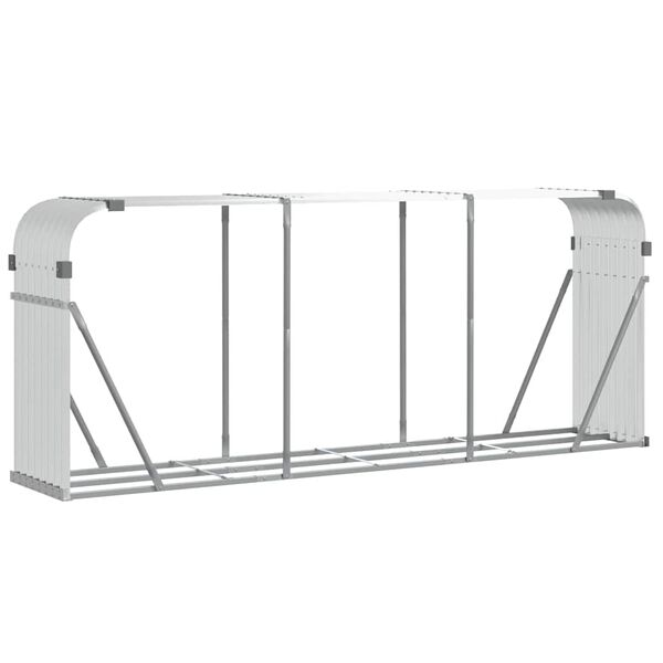 vidaXL Leñero de acero galvanizado plateado 234x45x100 cm