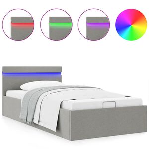 vidaXL Cama hidr&aacute;ulica almacenaje sin colch&oacute;n gris claro 90x200 cm