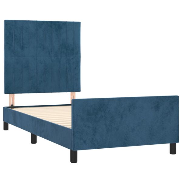 vidaXL Estructura de cama sin colch&oacute;n terciopelo azul oscuro 90x200 cm