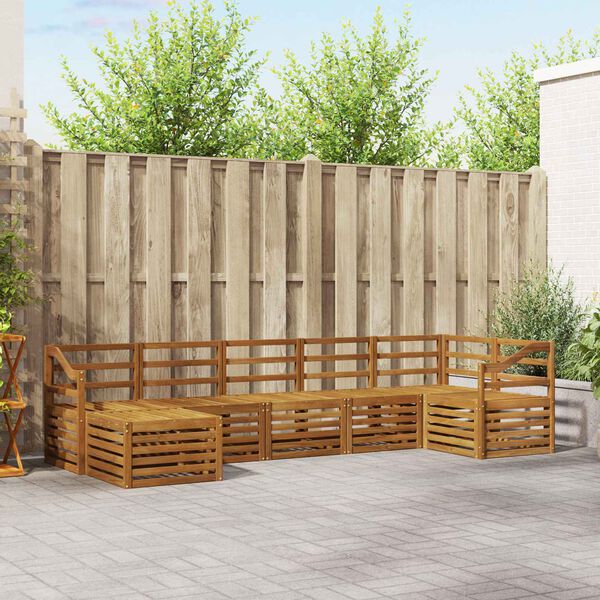 vidaXL Juegos de sof&aacute;s 7 pcs Natural Madera de Acacia S&oacute;lida