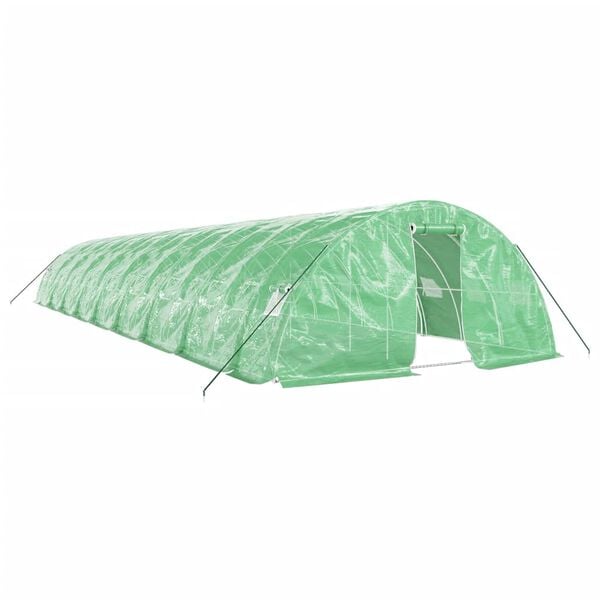 vidaXL Invernadero con estructura de acero verde 90 m&sup2; 18x5x2,3 m