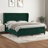 vidaXL Cama box spring con colch&oacute;n terciopelo verde oscuro 160x200 cm