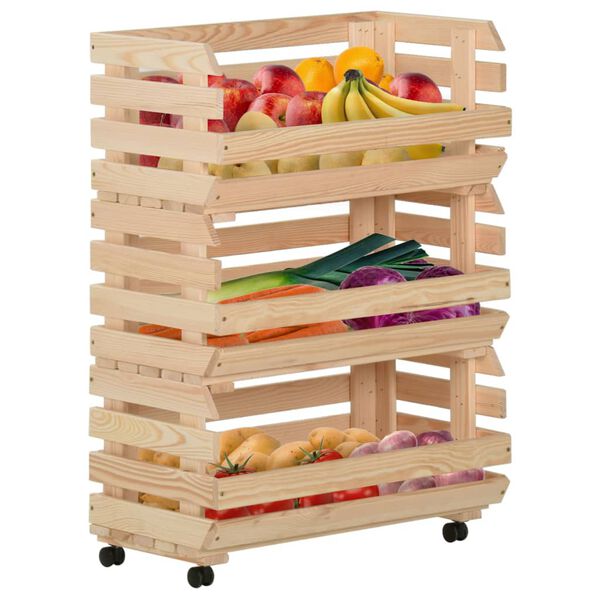vidaXL Carrito para verduras madera maciza de pino 57x30x80 cm