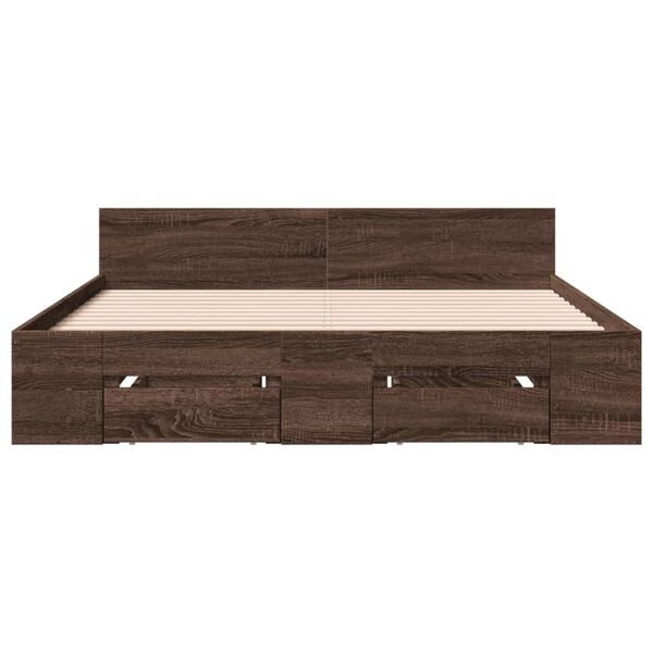 vidaXL Cama con cajones madera de ingenier&iacute;a marr&oacute;n roble 120x200 cm