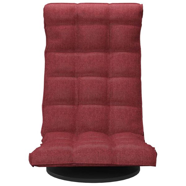 vidaXL Silla de suelo giratoria de tela color vino tinto