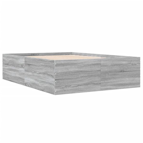 vidaXL Estructura de cama madera de ingenier&iacute;a gris Sonoma 140x200 cm
