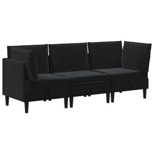 vidaXL Juego de muebles de sal&oacute;n 3 uds. Negro Terciopelo