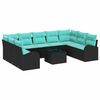 vidaXL Conjunto de sof&aacute;s de jard&iacute;n 10 uds. Negro y Turquesa