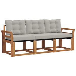 vidaXL Conjunto de sof&aacute;s de exterior 3 pcs Gris Natural y Claro