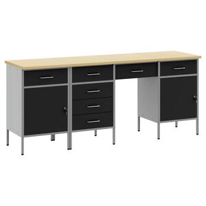 vidaXL Armario de trabajo con caj&oacute;n 4 pcs Negro 200 x 55 x 85 cm