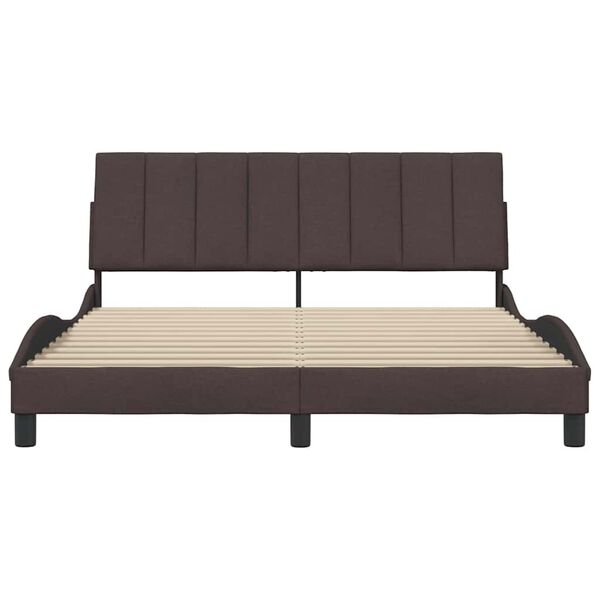 vidaXL Estructura de cama sin colch&oacute;n Hanko de tela marr&oacute;n oscuro 160x200 cm