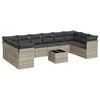 vidaXL Set de sof&aacute;s de jard&iacute;n 11 pzas y cojines rat&aacute;n sint&eacute;tico gris