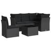 vidaXL Set de sof&aacute;s de jard&iacute;n 6 piezas y cojines rat&aacute;n sint&eacute;tico negro
