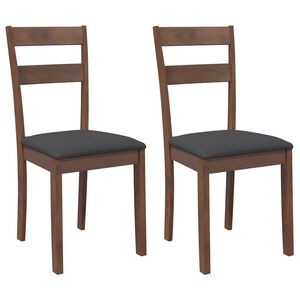 vidaXL Sillas de comedor con cojines 2 uds madera maciza marr&oacute;n caucho