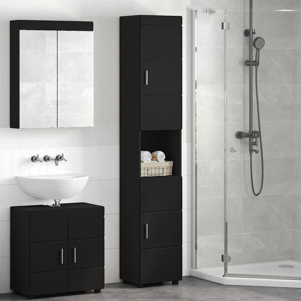 vidaXL Juego de Muebles de Baño TULUM Negro 37 x 31,5 x 203 cm