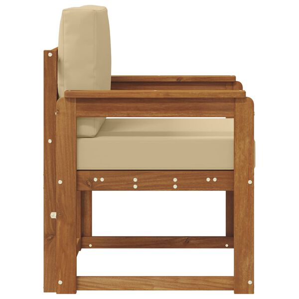 vidaXL Sof&aacute; de exterior Madera de Acacia S&oacute;lida y Poli&eacute;ster Natural