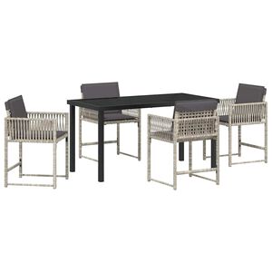 vidaXL Conjunto de Comedor de Jard&iacute;n 5 uds. Gris Claro rat&aacute;n sint&eacute;tico