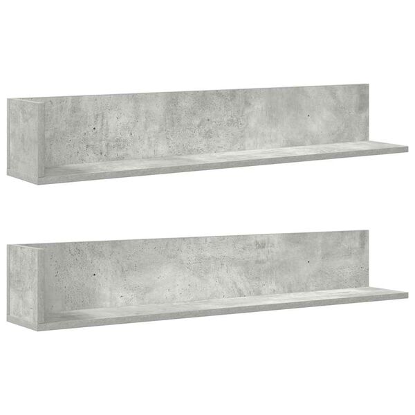vidaXL Estantes de pared 2 uds madera gris hormig&oacute;n 100x16,5x16,5 cm