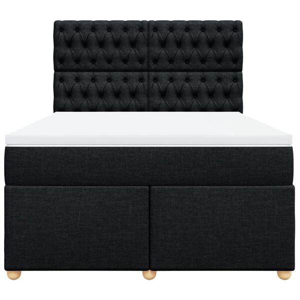 vidaXL Cama box spring con colch&oacute;n tela negro 140x190 cm