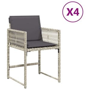vidaXL Sillones de jard&iacute;n con cojines 4 uds rat&aacute;n sint&eacute;tico gris claro