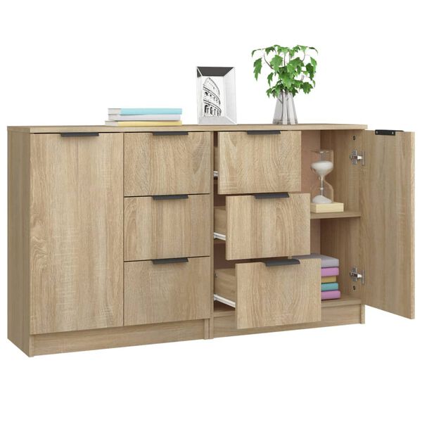 vidaXL Aparadores 2 uds madera contrachapada roble Sonoma 60x30x70 cm